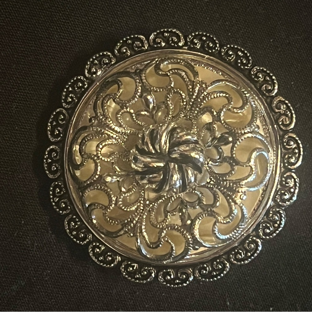 Vintage Silver Tone Filigree Scarf Clip Marked West Germany